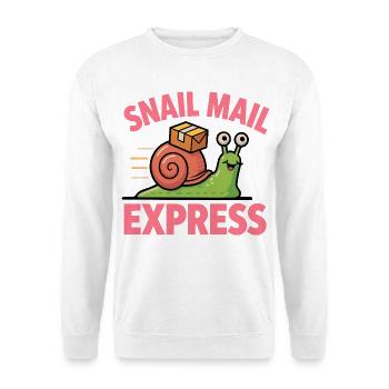 Schneckenpost – Snail Mail Express - Unisex Pullover - Weiß - Vorne - Alina (178cm) & Michal (187cm)