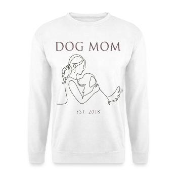 Hundemama Linienkunst mit Welpen - Unisex Pullover - Weiß - Vorne - Alina (178cm) & Michal (187cm)