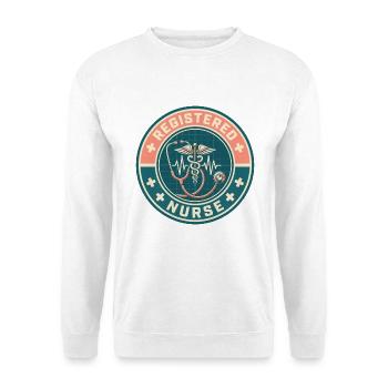 Stethoskop für Vintage Registered Nurse Caduceus Top - Unisex Pullover - Weiß - Vorne - Alina (178cm) & Michal (187cm)