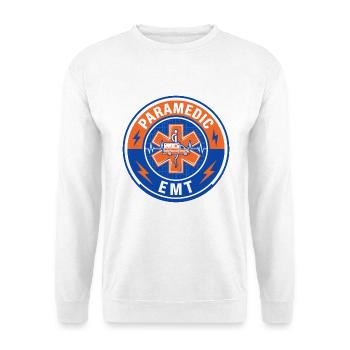 Vintage Paramedic EMT Star Of Life Ambulanzdeckel - Unisex Pullover - Weiß - Vorne - Alina (178cm) & Michal (187cm)