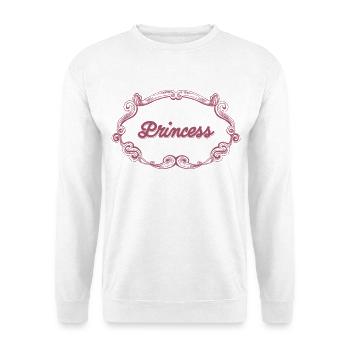 Rosa Prinzessin Schnörkelrahmen - Unisex Pullover - Weiß - Vorne - Alina (178cm) & Michal (187cm)