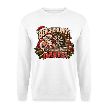 Darts lustiges weihnachtliches Motiv Dart-Motiv - Unisex Pullover - Weiß - Vorne - Alina (178cm) & Michal (187cm)