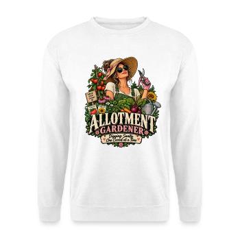 Der Gärtner bemerkt die Distanz - Unisex Pullover - Weiß - Vorne - Alina (178cm) & Michal (187cm)