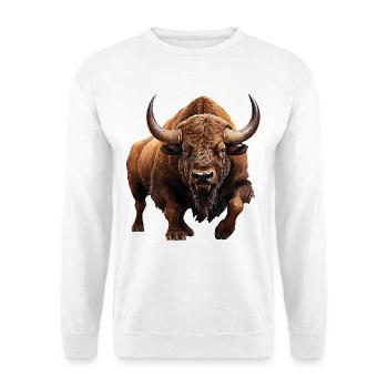 Auerochse - Unisex Pullover - Weiß - Vorne - Alina (178cm) & Michal (187cm)