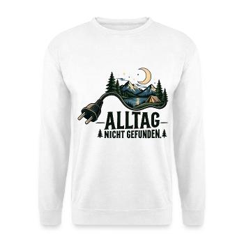 Alltag Nicht Gefunden – Nachtcamping - Unisex Pullover - Weiß - Vorne - Alina (178cm) & Michal (187cm)