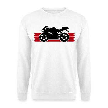 Motorrad fahren Motorradfahrer Motorradfahrerin - Unisex Pullover - Weiß - Vorne - Alina (178cm) & Michal (187cm)