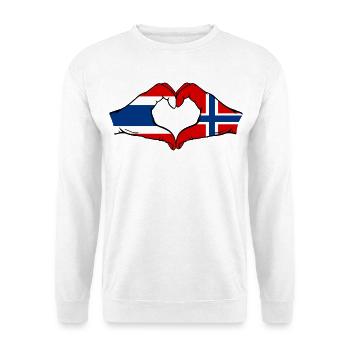 Thailand Schweden Flagge Hände Herzform - Unisex Pullover - Weiß - Vorne - Alina (178cm) & Michal (187cm)