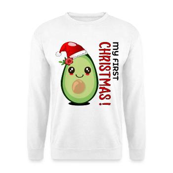 Mein erstes Weihnachten, Avocado Baby - Unisex Pullover - Weiß - Vorne - Alina (178cm) & Michal (187cm)