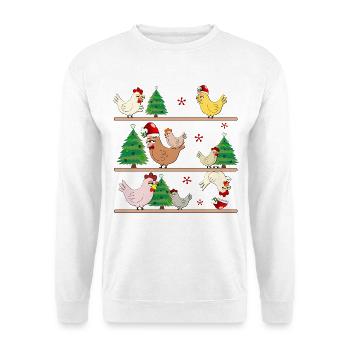 Weihnachten Hühnerstall Hühner - Unisex Pullover - Weiß - Vorne - Alina (178cm) & Michal (187cm)