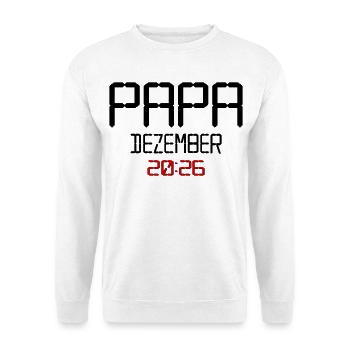 Geburt Baby Papa, Dezember 2026 - Unisex Pullover - Weiß - Vorne - Alina (178cm) & Michal (187cm)