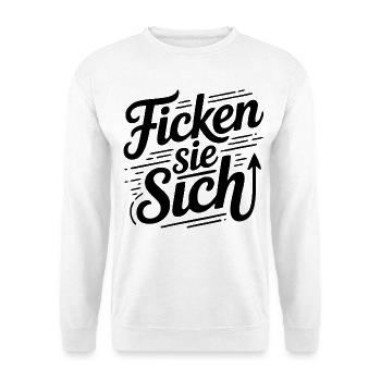 Fick dich Ficken sie sich Sprüche Mann Frau Fuck - Unisex Pullover - Weiß - Vorne - Alina (178cm) & Michal (187cm)