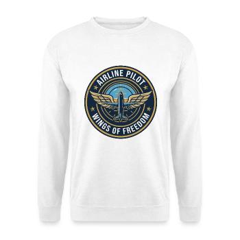 Airline Pilot Aviator Wings Horizon Badge Geschenk - Unisex Pullover - Weiß - Vorne - Alina (178cm) & Michal (187cm)