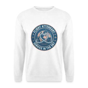 Flugbegleiterin Jet Trail Herzabzeichen Geschenk - Unisex Pullover - Weiß - Vorne - Alina (178cm) & Michal (187cm)