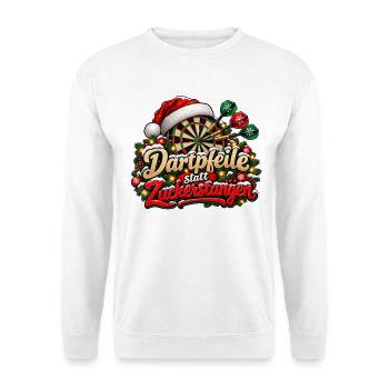 Weihnachten Darts Dartpfeil statt Zuckerstangen - Unisex Pullover - Weiß - Vorne - Alina (178cm) & Michal (187cm)