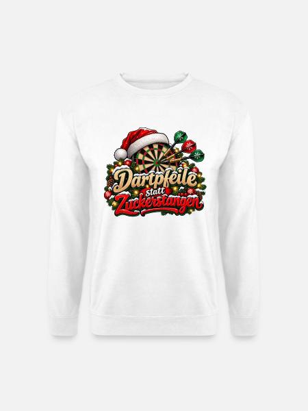 Weihnachten Darts Dartpfeil statt Zuckerstangen - Unisex Pullover - Weiß