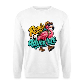 Flamingo - Unisex Pullover - Weiß - Vorne - Alina (178cm) & Michal (187cm)