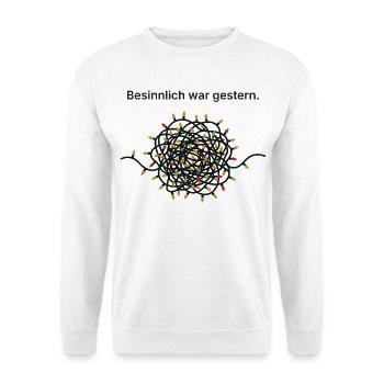 Besinnlich war gestern - Lichterkette Weihnachten  - Unisex Pullover - Weiß - Vorne - Alina (178cm) & Michal (187cm)