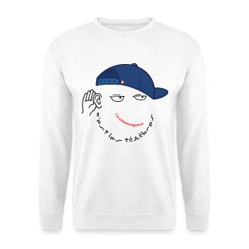 Es ist Dunkelheit, wir werden gute Intriganten sein - Unisex Pullover - Weiß - Vorne - Alina (178cm) & Michal (187cm)