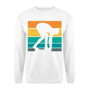Schwimmsport Schwimmer Spruch Geschenk - Unisex Pullover - Weiß - Vorne - Alina (178cm) & Michal (187cm)