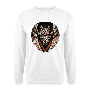 Eule Bergwappen - Unisex Pullover - Weiß - Vorne - Alina (178cm) & Michal (187cm)