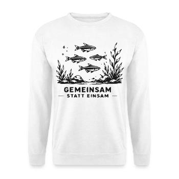 Gemeinsam Unterwasser Schwarm - Unisex Pullover - Weiß - Vorne - Alina (178cm) & Michal (187cm)