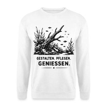 Unterwasser-Wald Fische - Unisex Pullover - Weiß - Vorne - Alina (178cm) & Michal (187cm)