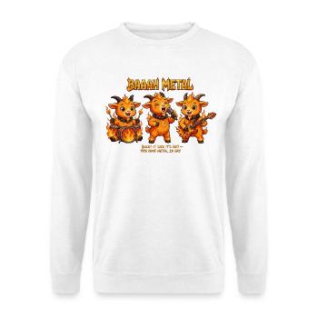 BAAAH METAL Fire Goat Shirt rocker Metal Ziege - Unisex Pullover - Weiß - Vorne - Alina (178cm) & Michal (187cm)