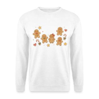 Aquarell der Lebkuchenmann-Sammlung - Unisex Pullover - Weiß - Vorne - Alina (178cm) & Michal (187cm)