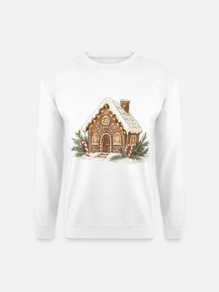 Klassisches Aquarell-Lebkuchenhaus - Unisex Pullover - Weiß