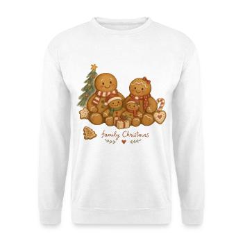 Aquarell Lebkuchen-Familienweihnachten - Unisex Pullover - Weiß - Vorne - Alina (178cm) & Michal (187cm)