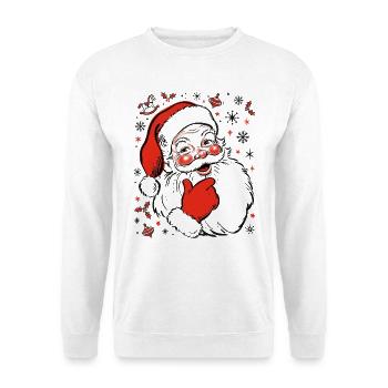 Fröhlicher Weihnachtsmann Sketch - Unisex Pullover - Weiß - Vorne - Alina (178cm) & Michal (187cm)