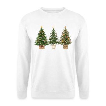 Dreifache Festtags-Tanne - Unisex Pullover - Weiß - Vorne - Alina (178cm) & Michal (187cm)