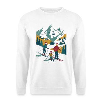 Bergabenteuer Familie auf Skiern - Unisex Pullover - Weiß - Vorne - Alina (178cm) & Michal (187cm)