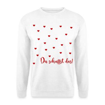 Motivation, Du schaffst das - Unisex Pullover - Weiß - Vorne - Alina (178cm) & Michal (187cm)