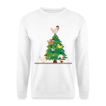 Weihnachten Hühnerstall Hühner - Unisex Pullover - Weiß - Vorne - Alina (178cm) & Michal (187cm)