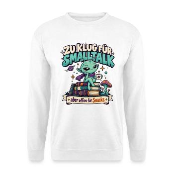 Zu klug für Smalltalk Snack Edition - Unisex Pullover - Weiß - Vorne - Alina (178cm) & Michal (187cm)
