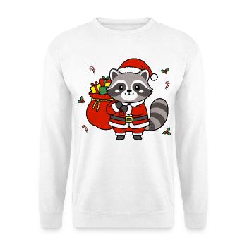 Süßes Kawaii-Waschbär-Weihnachtsgeschenk - Unisex Pullover - Weiß - Vorne - Alina (178cm) & Michal (187cm)