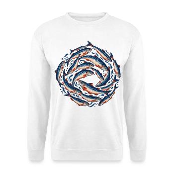 Sardinenschwarm - Unisex Pullover - Weiß - Vorne - Alina (178cm) & Michal (187cm)