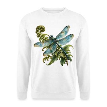 Libelle und Farn - Unisex Pullover - Weiß - Vorne - Alina (178cm) & Michal (187cm)
