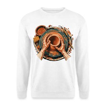 Töpferscheibe - Unisex Pullover - Weiß - Vorne - Alina (178cm) & Michal (187cm)