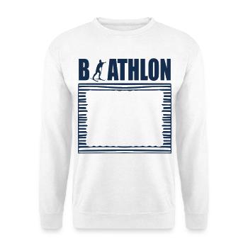 Winter Biathlon Rahmen - Unisex Pullover - Weiß - Vorne - Alina (178cm) & Michal (187cm)