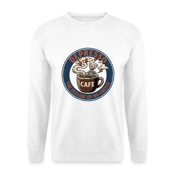 Depresso: Das Gefühl ohne Kaffee, Vintage-Top - Unisex Pullover - Weiß - Vorne - Alina (178cm) & Michal (187cm)