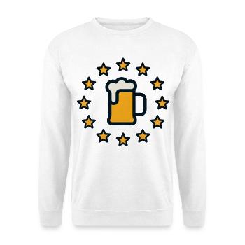 EU Bierkrug Sternenkranz - Unisex Pullover - Weiß - Vorne - Alina (178cm) & Michal (187cm)