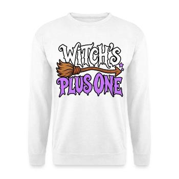 Hexenfreundin Plus Eins - Unisex Pullover - Weiß - Vorne - Alina (178cm) & Michal (187cm)