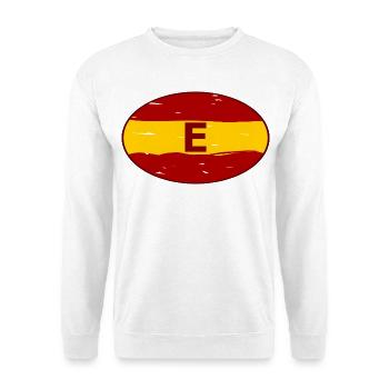 E Retro Emblem Spanien - Unisex Pullover - Weiß - Vorne - Alina (178cm) & Michal (187cm)