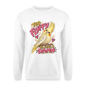 Süßer, lustiger Nymphensittich mit Spruch - Unisex Pullover - Weiß - Vorne - Alina (178cm) & Michal (187cm)