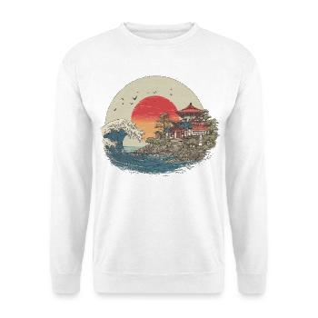 Japanese castle - Unisex Pullover - Weiß - Vorne - Alina (178cm) & Michal (187cm)