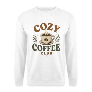 Cozy Coffee Club Retro Kaffee Vintage T-Shirt - Unisex Pullover - Weiß - Vorne - Alina (178cm) & Michal (187cm)
