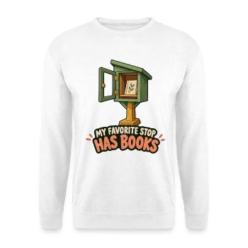 Mein Lieblingshalt hat Bücher - Unisex Pullover - Weiß - Vorne - Alina (178cm) & Michal (187cm)