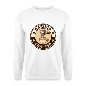 Vintage Barista Portafilter Crema Latte Art Top - Unisex Pullover - Weiß - Vorne - Alina (178cm) & Michal (187cm)